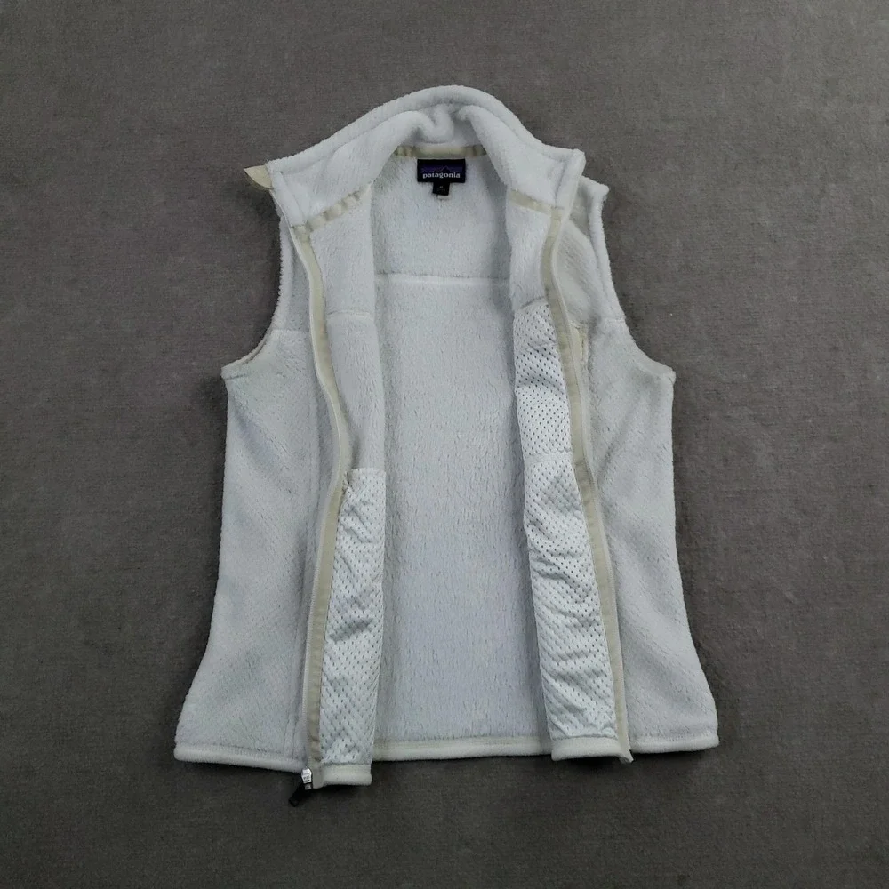 Patagonia Vest Womens Medium White Fleece Polartec Full Zip Pockets